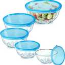 Thick Glass Mixing Bowls with Airtight Lids Set, 5-Piece Nesting Bowls for Baking & Meal Prep, BPA Free, Dishwasher Safe, 0.5/0.8/1.6/2.7/4.4 Quart - Blue, 4.5, 4.0, 3.5, 2.1, 1.5, 1.1, 0.7QT