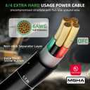 6/4 SOOW Cable, 50 FT 6 AWG Copper Wire, 4 Conductor Heavy Duty Power Cable
6/4 SOOW Cable 600V, 6 AWG Copper Wire 4 Conductor, Heavy Duty Power Cable, OFC Flexible Welder Cord for 50 Amp Applications