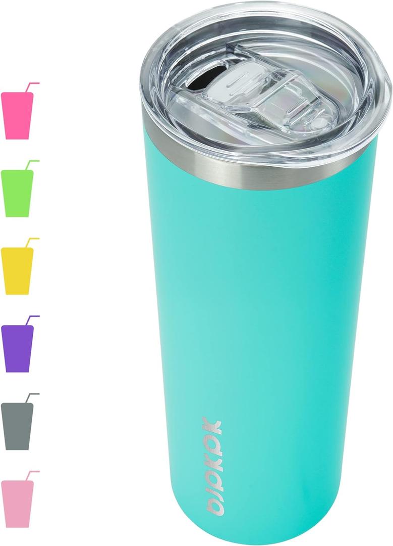 BJPKPK 20 oz Skinny Tumbler Stainless Steel Coffee Mug Slim Vacuum Insulated Travel Cup, Turquoise