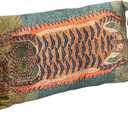 Creative Co-Op Cotton Velvet Blend Tiger Lumbar Pillow with Tassels, Multicolor, 24L x 14W x 0.5H inches