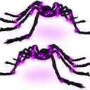 Halloween Spider Decorations 4ft Light Up Giant Spider (Pack of 2) for Indoor Outdoor Halloween Decorations Yard Party House Decor