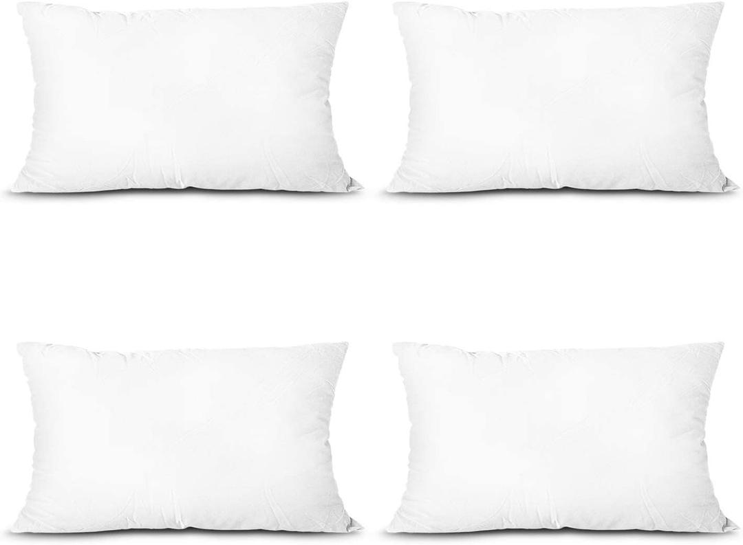 CozyLux Throw Pillow Inserts, Set of 4 Lightweight Down Alternative Polyester Pillow, Couch Cushion, Sham Stuffer, Machine Washable, (White, 18"x26")