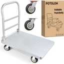 POTOLON Stainless Steel Platform Cart 1320 lbs Heavy Duty Flatbed Push Dolly with 5 Inch Rubber Wheels 36 x 24 Inch Platform Truck for Warehouse Industrial Use Black