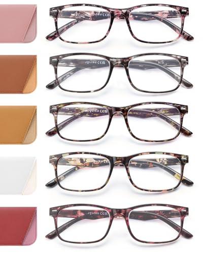 JOLISU 5 Pack Reading Glasses For Women,Spring Hinges, Sturdy and Durable (3.00)