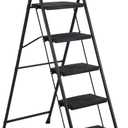 5 Step Ladder Folding Step Stool, Wide Platform Ladder with Non-Slip Steps for Kitchen, Office, Garage, and Home Use