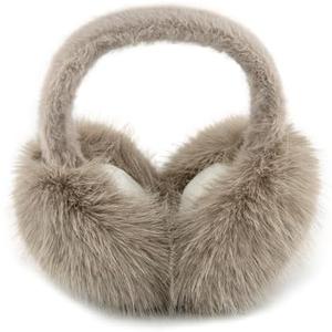 WATAME Earmuffs for Women Girls Faux Fur Fuzzy Headband Foldable Ear Covers Cold Weather Accessory