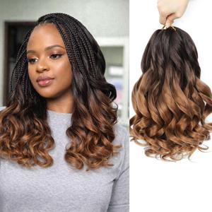 French Curl Braiding Hair, 14 Inch 8 Packs Pre Stretched Wave Braiding Hair Extensions Bouncy Loose French Curl Crochet Braids for Black Women (B29, 14 Inch (Pack of 8))