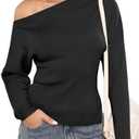 OUKODS Womens Off Shoulder Sweaters 2025 Fall Long Batwing Sleeve Loose Fit Knit Tops Casual Pullovers Jumpers Size S