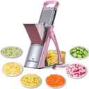 ONCE FOR ALL Upgrade Safe Mandoline Slicer Plus, Adjustable Vegetable Food Chopper Potato Fries French Fry Cutter, Detachable Blade, Kitchen Chopping Artifact, New Kitchen Gift (Pink)