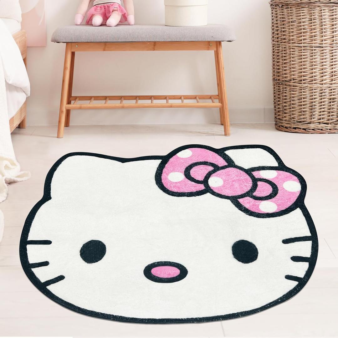 Super Soft Kitty Rugs Cute Area Rug for Room Decor Girls Bedroom Decoration Cashmere Mat (20"x24", Kitty Head-2)