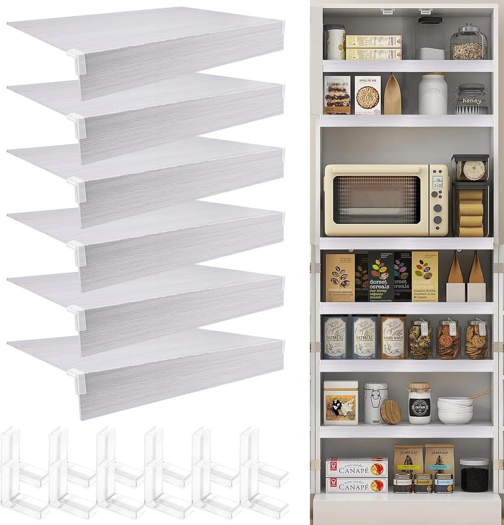 30x16 in PVC Faux Wood Wire Rack Covers, 6PCS Shelf Covers Wire Shelving, Shelf Liners Closet Shelves Covering Toppers for Store Pantry Kitchen Bathroom Office (White)