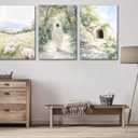 3 Pcs Christian Canvas Wall Art Modern Christian Bible Sheep Jesus On The Way Empty Tomb Painting Picture Wall Decor Bible Sketch Poster Prints for Office Living Room Bedroom Home Decoration