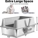 Stainless Steel Litter Box, Large Metal Litter Box with Lid, XL Steel Litter Boxes for Adult/Big Cat, Anti-Urine Leakage,Easy Cleaning, No Smell, Non-Stick, Includes Scooper and Mat