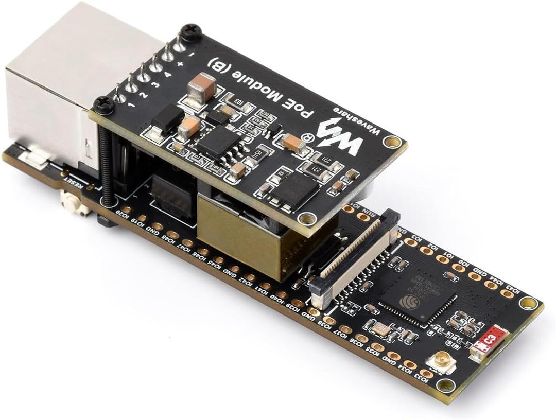 Waveshare ESP32-S3 ETH Development Board, 10/100Mbps RJ45 Ethernet Port, Wi-Fi & BT Support, 240MHz Dual Core Processor, Onboard Type-C Port and TF Card Slot, PoE Module