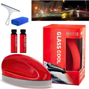 2 x Powerful Windshield Cleaner & Oil Film Remover, Glass Cool - Glass Cleaning Mouse, Windshield Cleaning Tool Streak-Free Formula Fast-Acting And Easy To Use For All Glass Surfaces