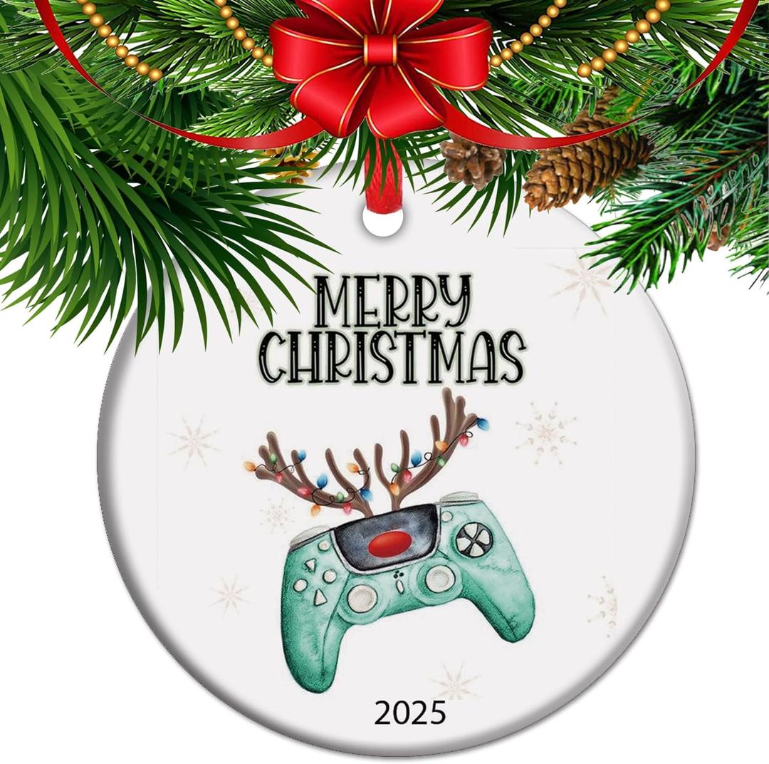 Controller Ornament, Video Game Christmas Gamer Gift, Geek Present Stocking Stuffer Electronic Entertainment Gift for Christmas (C12)
