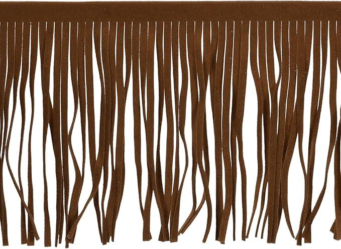 uxcell 2 Yards 8 Inch PU Leather Fringe Trim Double Side Leather Sewing Tassel Fringe for DIY Sewing Dress Crafts Skirt Decoration