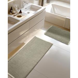Large Waffle Bath Mat Set Non Slip, Ultra Absorbent Bath Mats for Christmas Bathroom Decor, Extra Soft Floor Bathroom Rugs Sets 2 Piece, Washable Bath Rugs Set, Green & White, 20"47" and 16"24"