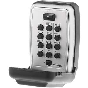 Master Lock Wall Mount Key Lock Box with Push Button for House Keys, Outdoor Safe with Combination Lock, 5 Key Capacity, 5423EC , Black