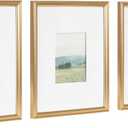 Kate and Laurel Adlynn Decorative Rectangle Watercolor Framed Art Set of 3; 11 x 14 matted to 5 x 7; Gold; Vintage Three-Piece Framed Wall Art for Gallery Wall Frame Set in Living Room Wall Decor