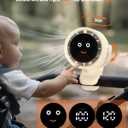 Clip on Fan for Bed, Portable Fan for Travel, Small Powerful 5 Speed Quiet 360 Rotate, Air Turbo Tech & Digital display, For Home Office Stroller Camping (Rice White)