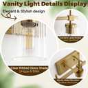 Asnxcju 3-Light Brushed Gold Bathroom Light Fixtures, Modern Gold Vanity Lights with Clear Textured Glass Shades for Mirror, Bathroom Wall Sconces Lighting for Kitchen Living Room Hallway Porch