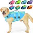 PETDSH Dog Life Jacket Large, High Flotation Dog Life Vest for Swimming Boating, Reflective Puppy Lifejacket with Superior Buoyancy and Rescue Handle, Adjustable Safety Dogs Floating Vests