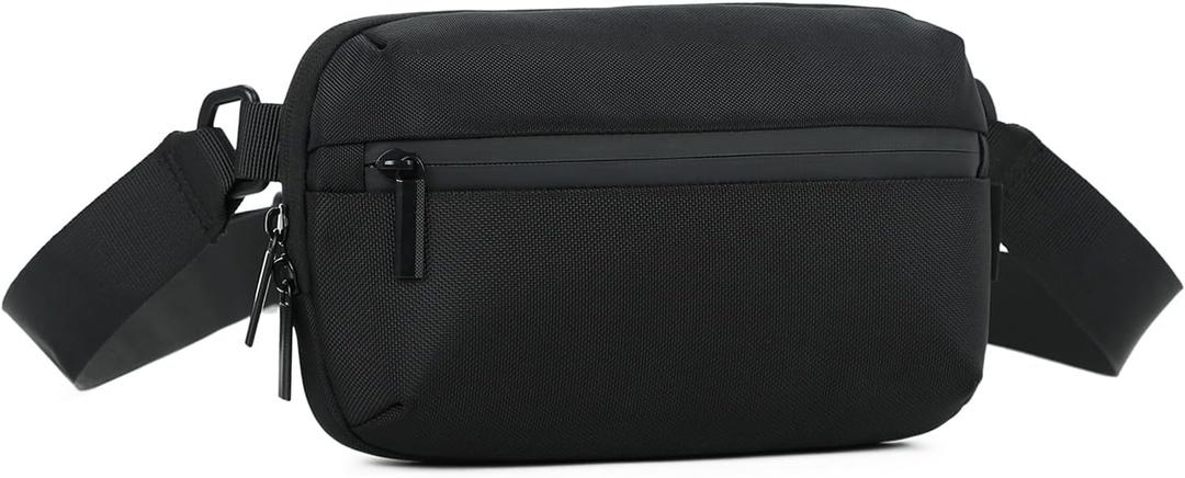 2 x Crossbody bag, Small Sling Bag Fanny Packs for Men Women,Cross Body Fashion Waist Packs,Phone Chest Shoulder Pack Black Belt Bag with Adjustable Strap (Black)