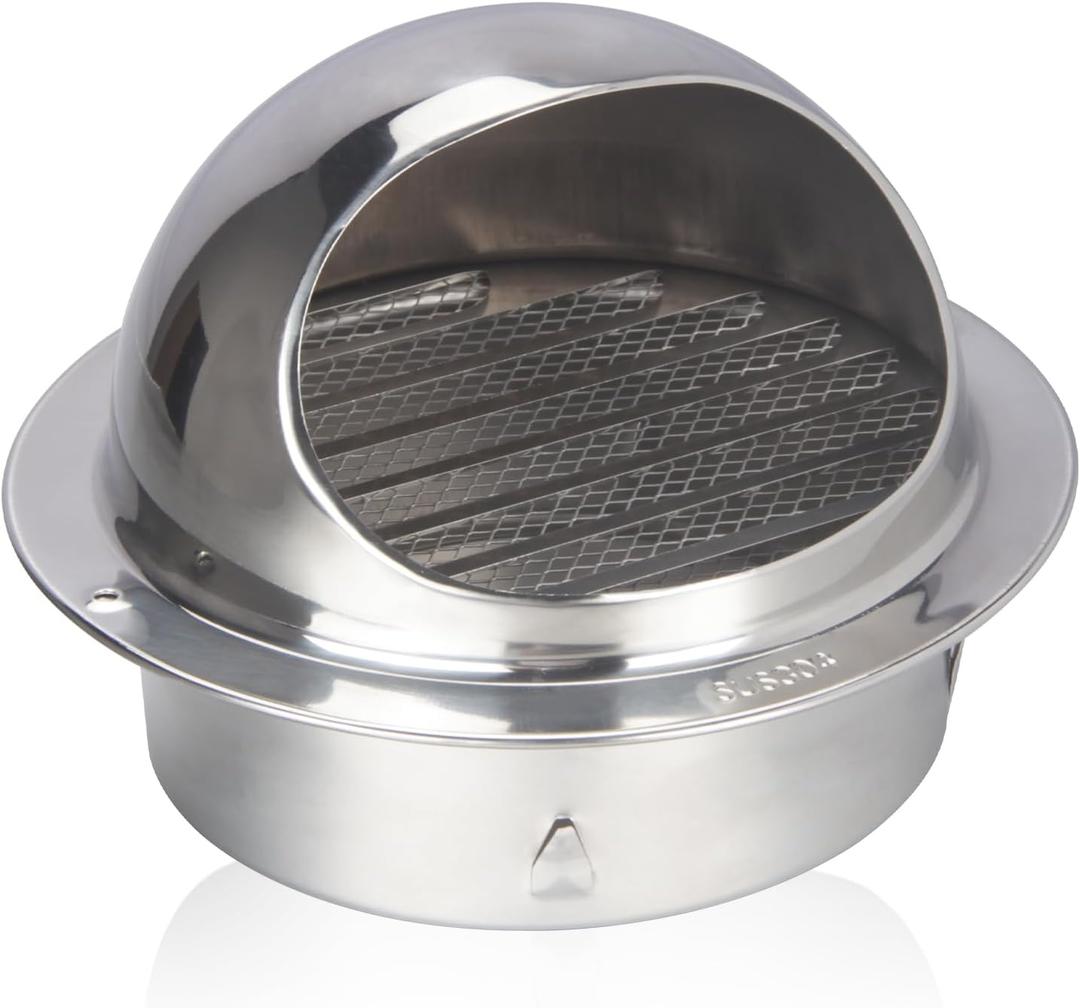 A-KARCK 6 inch Air Vent Extractor 304 Stainless Steel, Wall Mount Bull Nosed Air Soffit Vent with Built-in Screen for Office Kitchen Bathroom