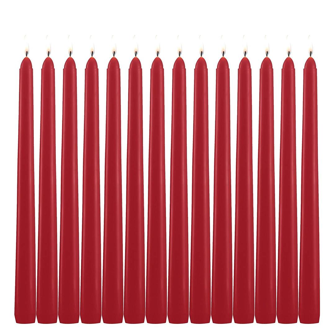 14 Pack Tall Red Taper Candles - 10 Inch Red Dripless, Unscented Dinner Candle - Paraffin Wax with Cotton Wicks - 8 Hour Burn Time.