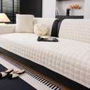 JPGGD Velvet Couch Cover, Beige White, 28" 28"inch