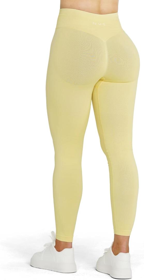 NVS Workout Leggings for Women Scrunch Seamless Impact Leggings High Waisted Tummy Control Butt Lifting Gym Yoga Pants (Small, Yellow)