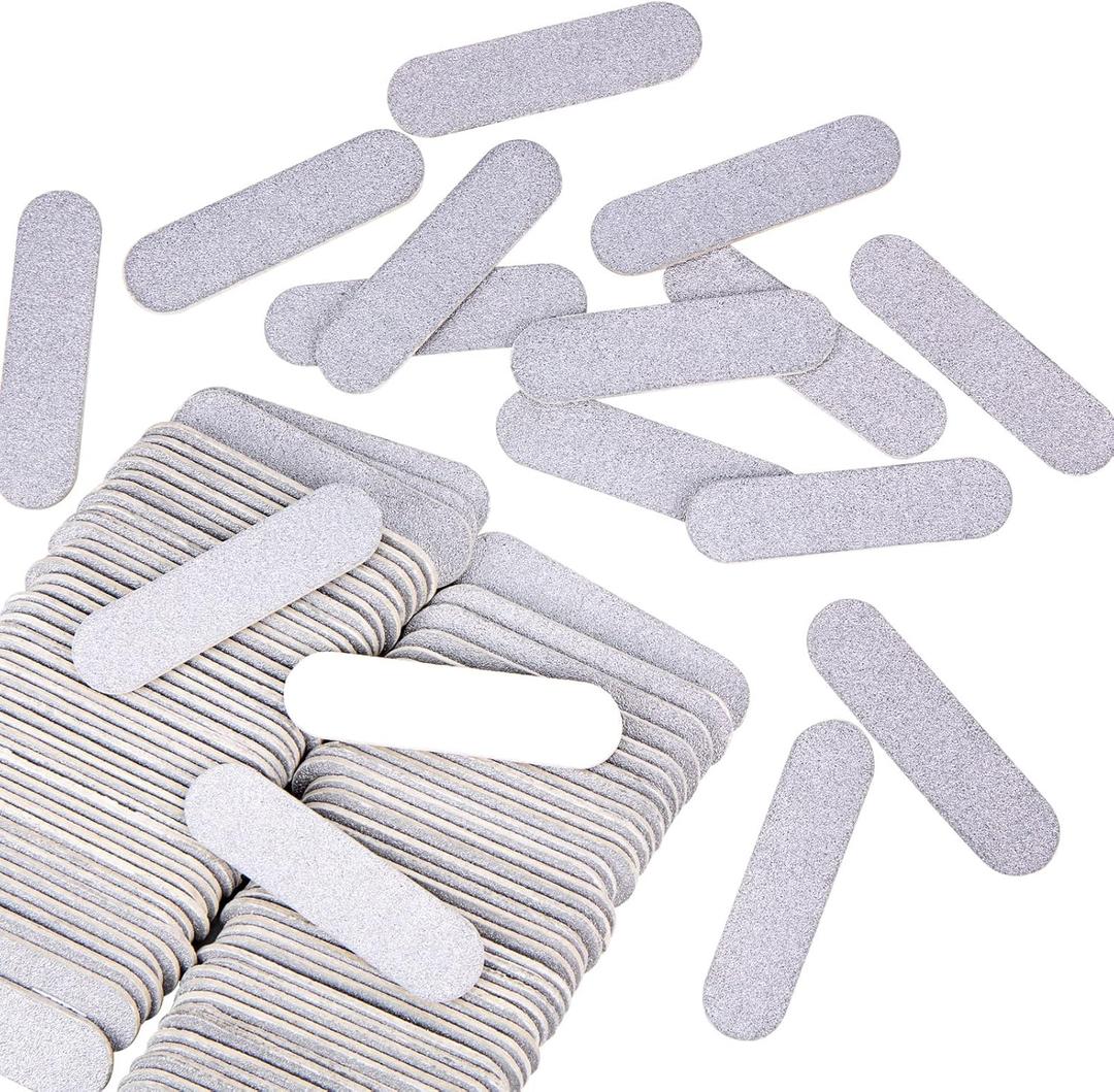 100 Mini Nail Files Double Sided Set Emery Board for Women Girls Acrylic Bulk Buffer Professional 180/240 Grit Manicure Tool (Silver)