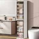 53.54" Tall Narrow Storage Cabinet with Adjustable Shelves Slim Freestanding Plastic Foldable Organizers and Storage Cabinets Small Gap Spaces Saver for Bathroom Kitchen Laundry Room Bedroom (Brown)