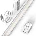 ASOKO Motion Sensor Dimmable Led Under Cabinet Lighting,12 inches Plug in Led Counter Light Bars, Daylight White 4500K Led Light Bar for Kitchen/Closet/Wardrobe/Shelf/Desk/Display Case