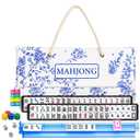 American Mahjong Tile Set, American Mahjong Set Complete with Bag, 166 White Tiles with Bag and Accessories, 4 All-in-One Mahjong Racks with Pushers, Travel Vita Mahjong Tile Game Set