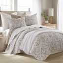 Levtex Home - Becker Taupe Quilt Set - King Quilt and Two King Shams - Ikat - Taupe, Grey and Cream - Quilt (106x92in.) and Shams (20x36in.) - Reversible - Cotton, Quilt - King/Cal King