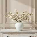White Cherry Blossom Branches 6 Pcs 33.5" Long Stem Artificial Flowers for Tall Vase, Premium Faux Silk Spring Decor, Realistic Fake Cherry Blossoms for Home, Wedding & Table Centerpieces