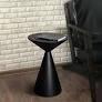 COVLON Small Drink Table, Round Martini Table, Drum End Table Side Table, Metal Accent Table,for Small Space Living Room, Bedroom, Black