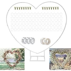 Φ 8ft(2.4M) Heart Shaped White Metal Balloon Arch Stand Frame Display Kit，Love Balloon Arch Frame for Proposal, Wedding, Valentine’s Day, Bridal, Birthday Party Decorations