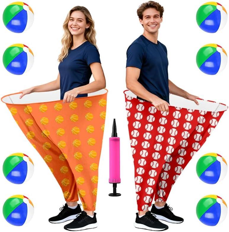 Granny Pants Yard Game Grandma Pants Family Party Outdoor Tossing Games Equipped with Inflatable Balloons and Pump Suitable for Outdoor Indoor Birthdays Family Parties Gatherings (2 PCS, Basket Base)