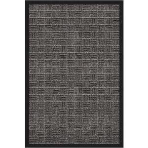 Ottomanson Scraper Doormat Indoor Outdoor Entry Rug with Rubber Backing & Dirt-Trapping Polyester Pile, Non-Slip Front Door Mat for Mud & Pet Traffic 24" x 36", Charcoal