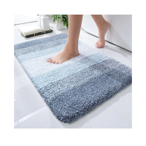 OLANLY Bathroom Rug Mat 24x16, Extra Soft and Absorbent Polyester Bath Rugs, Non-Slip Plush Shaggy Bath Carpet, Machine Wash Dry, Bath Mats for Bathroom Floor, Tub and Shower, Blue