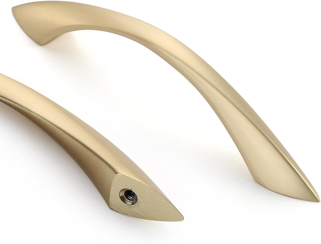 Asidrama 10 Pack 3.75 Inch(96mm) Brushed Gold Cabinet Pulls Cabinet Handles Cupboard Handles Kitchen Cabinet Hardware for Cupboard Drawer Handles Dresser Pulls