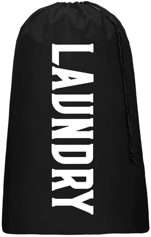 XL Travel Laundry Bag, Machine Washable Dirty Clothes Organizer, Large Enough to Hold 4 Loads of Laundry, Easy Fit a Laundry Hamper or Basket (Black, 24" x 36")