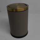 2.4 Gallon Bathroom Trash Can with Lid, Pu Leather Modern Garbage Can, Round Decorative Waste Basket, for Near Desk, Powder, Bedroom, Hotel, Office, Home (9L-Checked Grey)