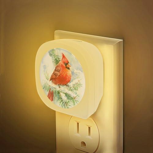 Bird Cardinal Night Light, Spring Cardinal Bird Cute Animals Dusk to Dawn Round Lamp Auto Sensor for Bathroom Hallway Living Room 3 items