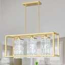 Modern Crystal Chandeliers Dining Room Chandelier 27.56in Gold Pendant Light fixtures for Dining Room Kitchen Island Living Room (70C)
