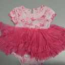 Barbie Newborn Baby Girls Bodysuit Tutu Dress Logo Pink, 12 months