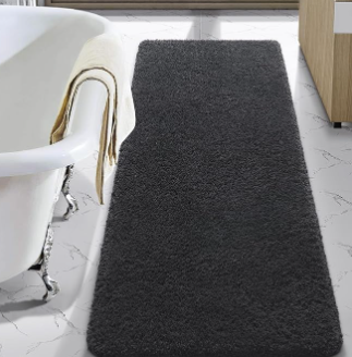 Bathroom Rug Runner 24x60 Inch, Soft Thick Absorbent Microfiber Bath Rugs for Bathroom, Machine Washable, Shaggy Plush Non Slip Bath Mat for Tub, Shower Floor, Quick Dry Mats, Dark Grey